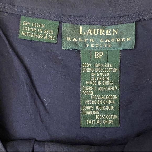 Lauren Ralph Lauren Silk Pants Navy Dress  Size 8 Petite - Picture 10 of 11